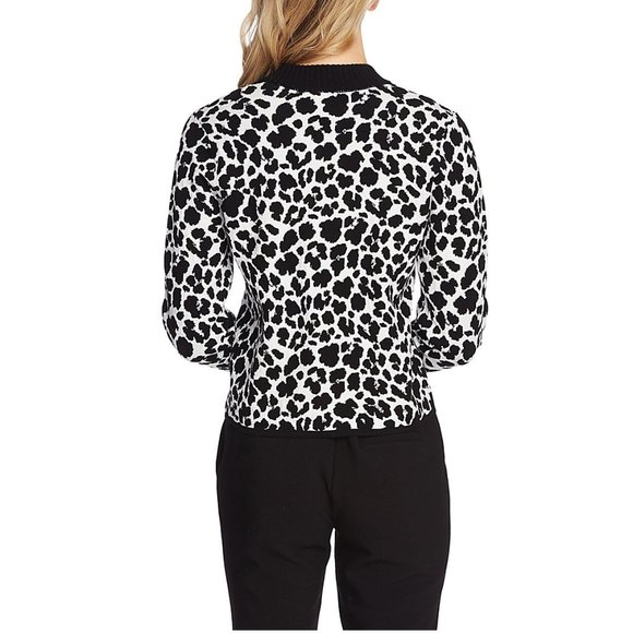 Vince Camuto White Leopard Jacquard Bolero - S - Picture 2 of 4